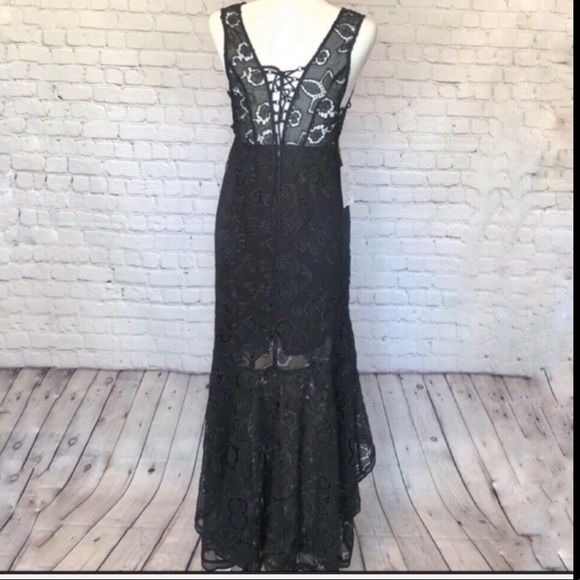NWT FREE PEOPLE / black eyelet high low maxi dress - Picture 2 of 8